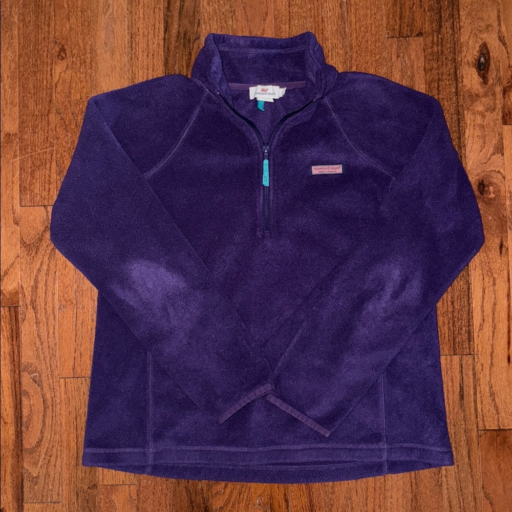 Vineyard Vines Deep Purple Fleece Quarter-Zip Size Large